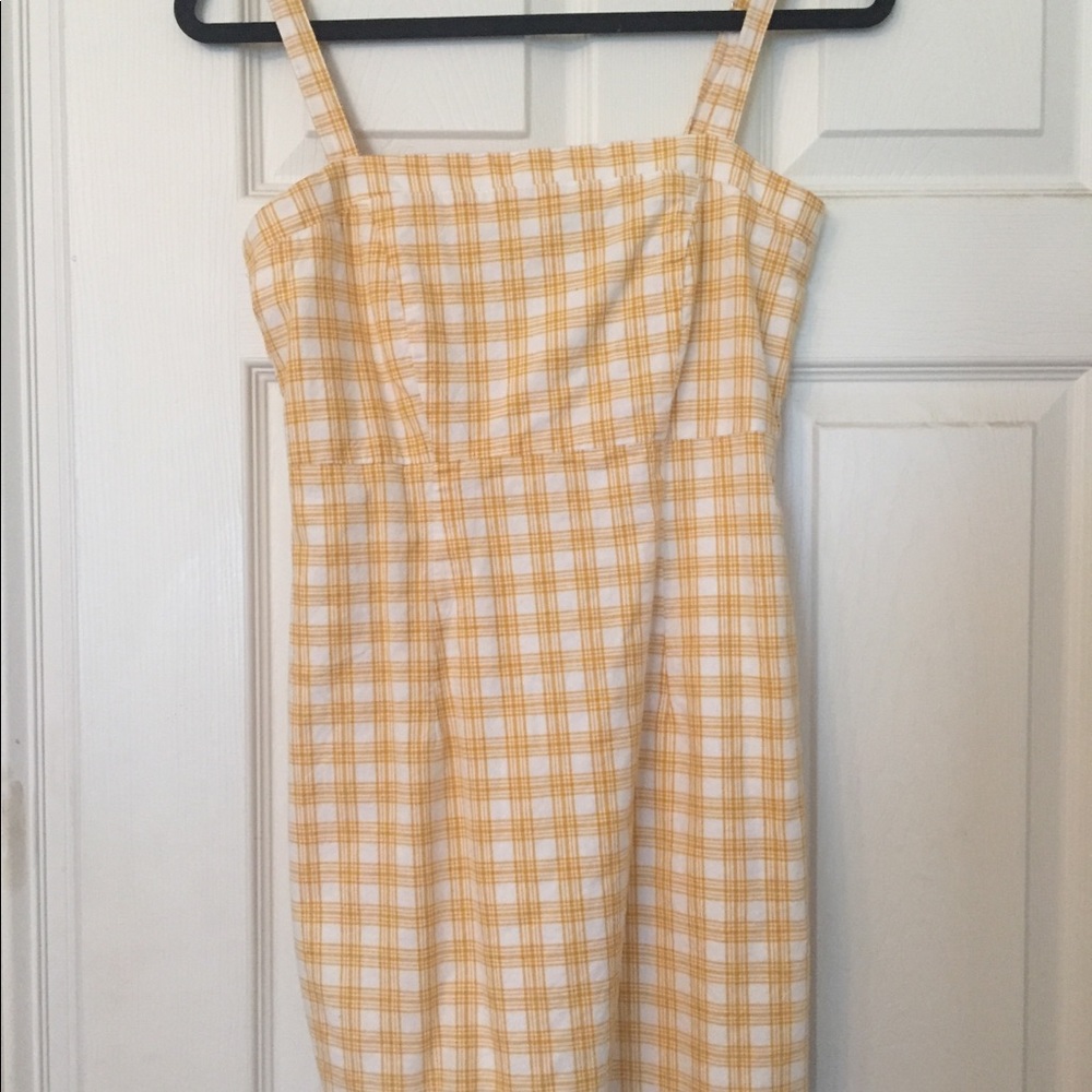 yellow gingham mini dress
